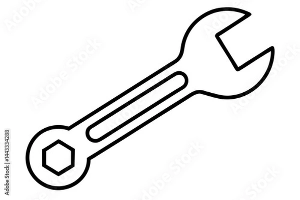 Obraz Wrench Icon – Outline Vector Tool for Maintenance and Repair

