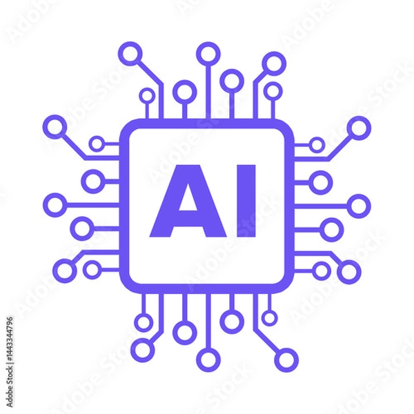 Obraz AI processor on transparent background.