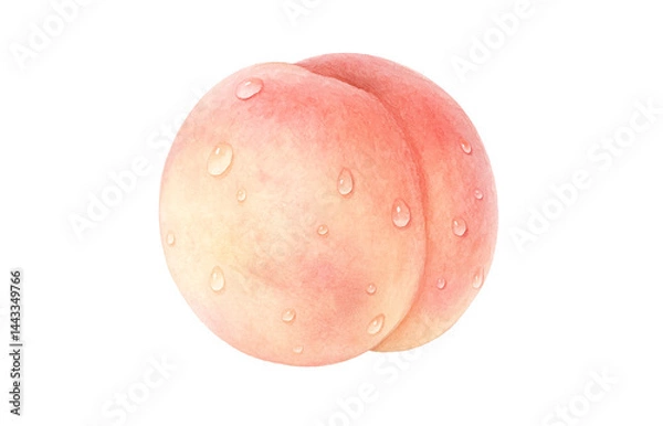 Fototapeta 桃 イラスト 水彩 白桃
