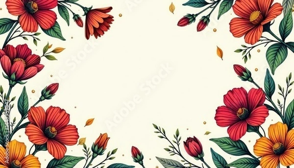 Fototapeta Intricate line art floral pattern, ideal for sophisticated flyers , leaves, design, branches
