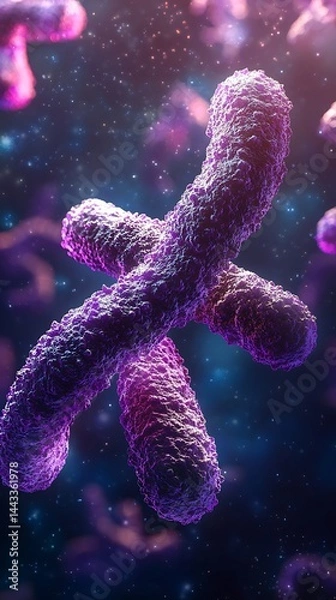 Obraz Detailed Purple Chromosome CloseUp on Nebula Starry Transparent Background Design