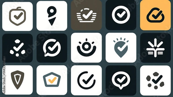 Fototapeta Reliability icon set multiple style collection social social media & contact icons set 2025 in black & white. social network 