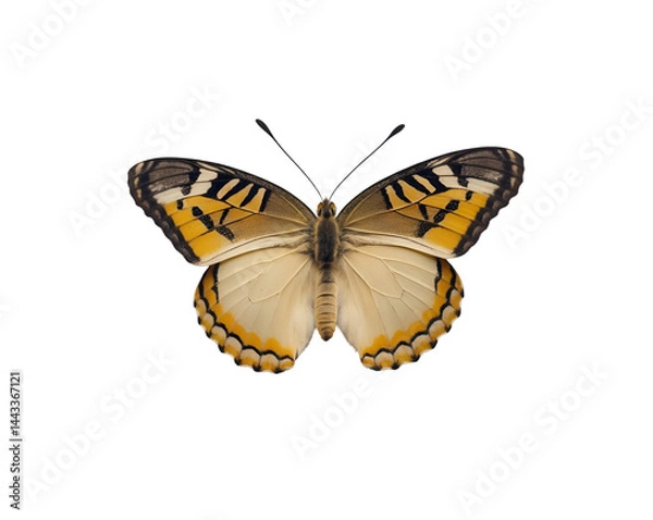Obraz Close-up studio shot showcasing the intricate wing patterns and delicate beauty of a Spicebush Swallowtail butterfly, highlighting its unique colorations and symmetrical design on isolate