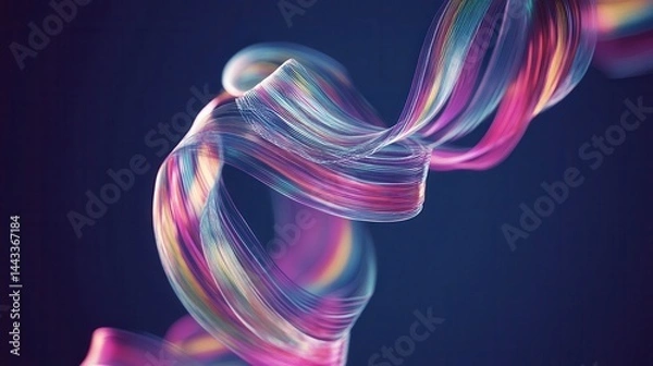 Fototapeta Colorful abstract waves intertwining in a dynamic flow against a dark background
