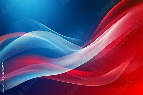 Fototapeta Abstract red and blue wavy background in vector style for presentations