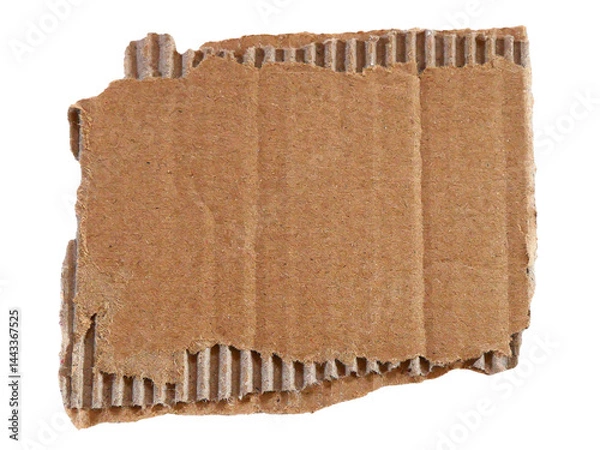 Fototapeta Pieces of torn or cut brown cardboard isolated design element on transparent background.