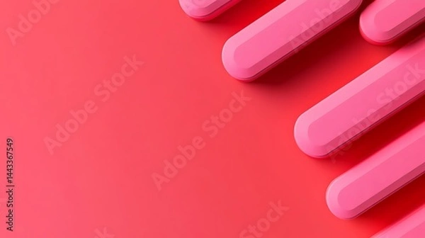 Obraz Pink Rounded Rectangles on Pink Background, Abstract Design, 3D Render, Modern