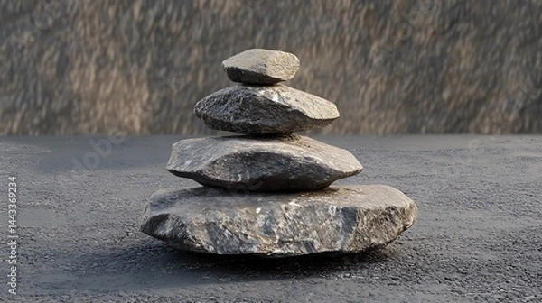 Obraz Stacked Stones Rock Balancing Cairn Zen Art Grey Rough Textured Surface Tranquility Nature