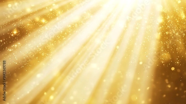 Fototapeta Bright golden light flash effect with transparent background and glare