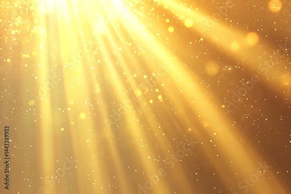 Fototapeta Bright golden light flash effect with transparent background and glare