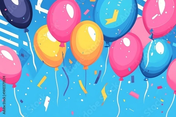 Fototapeta Cartoon balloon bunch in vector style for festive party and celebration design