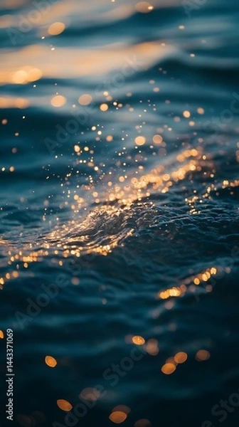 Fototapeta Clear blue water with ripples, bubbles and light reflections in a smooth texture