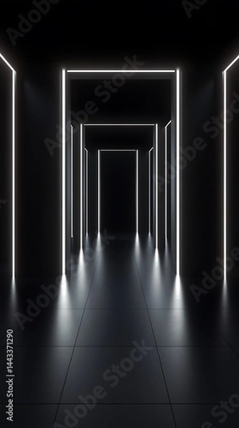 Fototapeta Dark abstract background with neon reflections and high tech digital atmosphere
