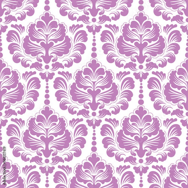 Fototapeta Vector damask seamless pattern background. Classical luxury old fashioned damask ornament, royal victorian seamless texture for wallpapers, textile, wrapping. Exquisite floral baroque template.