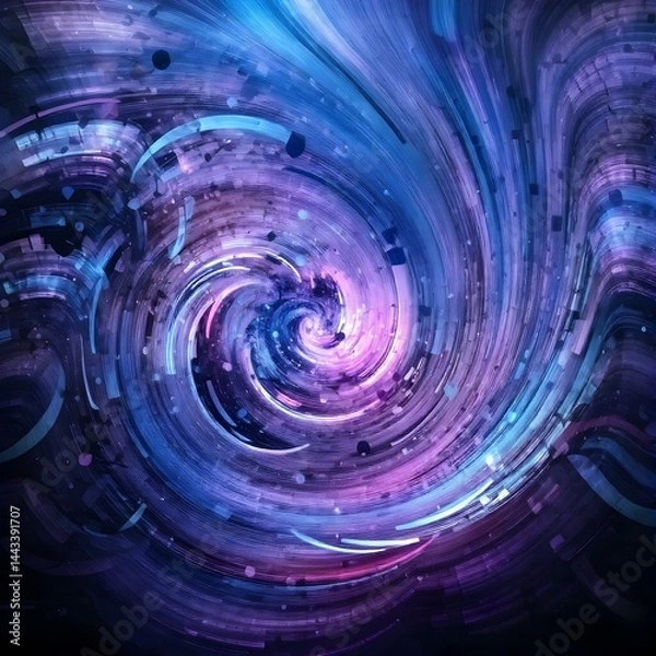 Fototapeta Cosmic Vortex: A mesmerizing digital artwork showcasing a vibrant vortex of swirling colors, representing the depths of the universe and capturing the ethereal essence of cosmic energy.