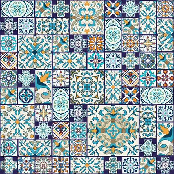 Obraz Vector seamless texture. Beautiful mega patchwork pattern for design and fashion with decorative elements