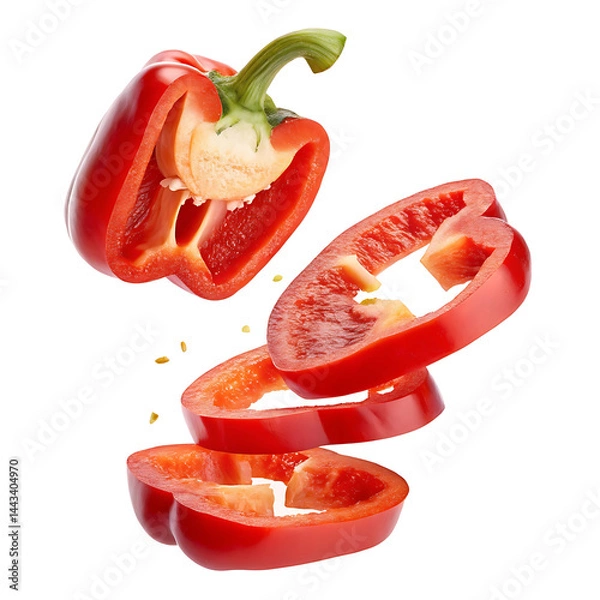Obraz Red Bell Pepper Slices Falling