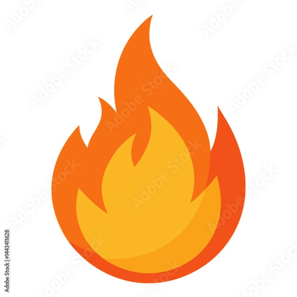 Fototapeta Burning Fire Emoji with Sharp Flame Edges
