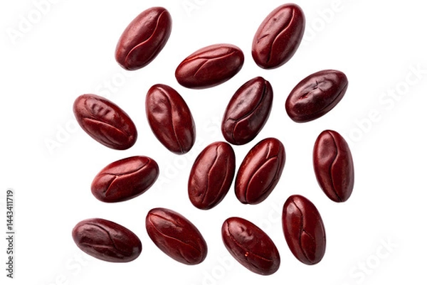 Fototapeta Raw Cocoa Beans Spread on White Background