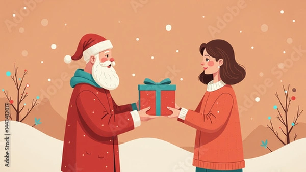 Fototapeta people exchange gifts holiday celebrations show appreciation kindness towards one