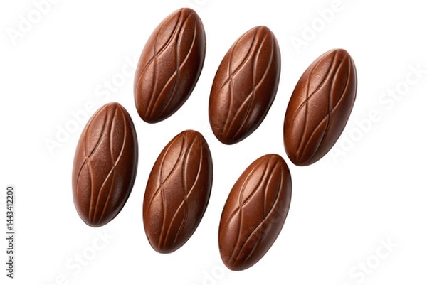 Fototapeta Raw Cocoa Beans Spread on White Background