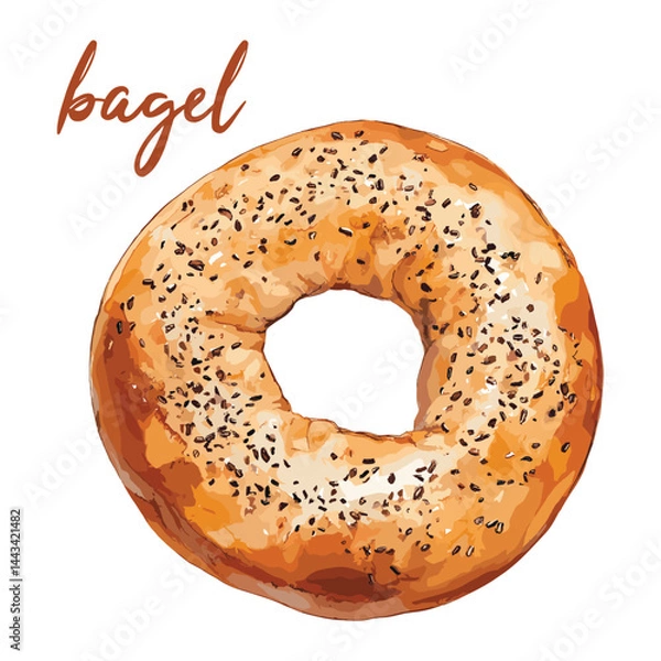Obraz bagel in watercolor illustration style, isolated vector on white background