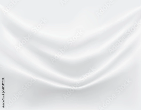 Fototapeta Close-up texture of smooth white silk material. Shiny white background with smooth texture of fabric folds. Textile pattern.