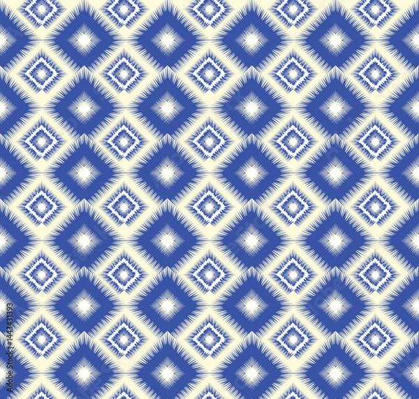 Fototapeta Seamless pattern with geometric diagonal tartan ornament. Tribal Ikat texture in traditional ethnic style. Minimalist trendy abstract pattern design for texture, fabric, clothing, , decoration.