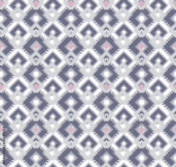 Fototapeta Seamless pattern with geometric diagonal tartan ornament. Tribal Ikat texture in traditional ethnic style. Minimalist trendy abstract pattern design for texture, fabric, clothing.