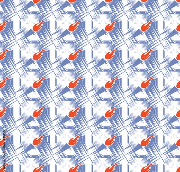 Fototapeta Minimalist ripple line abstract seamless pattern with geometric diagonal ornament.