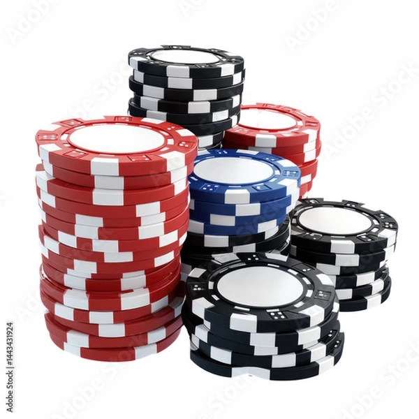Fototapeta Gradient 3D Poker Chips Background  isolated on a transparent background