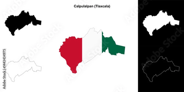 Obraz Calpulalpan municipality (Tlaxcala) outline map set