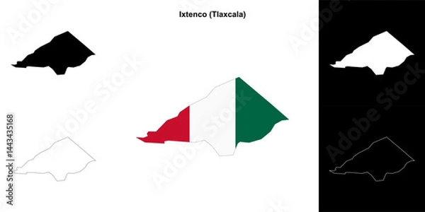 Obraz Ixtenco municipality (Tlaxcala) outline map set