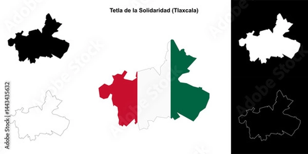 Obraz Tetla de la Solidaridad municipality (Tlaxcala) outline map set