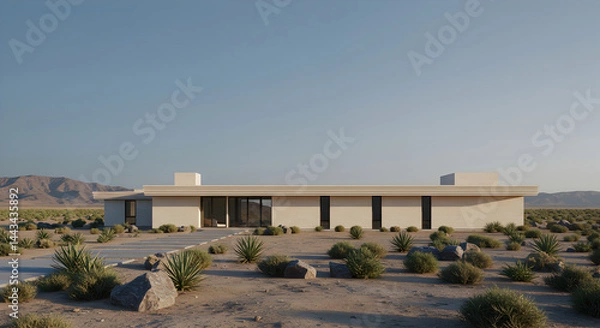 Fototapeta Desert Modern Home Architecture Minimalist Design Contemporary Building Exterior