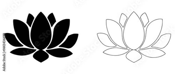 Fototapeta Lotus flower illustration in black and white