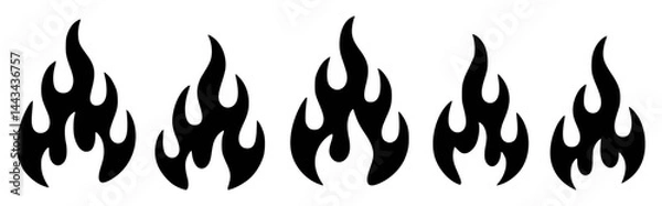 Fototapeta Black fire flame elements vector set