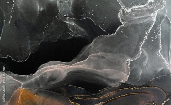 Fototapeta Unique artwork created using alcohol ink on canvas showcasing swirling patterns and colors