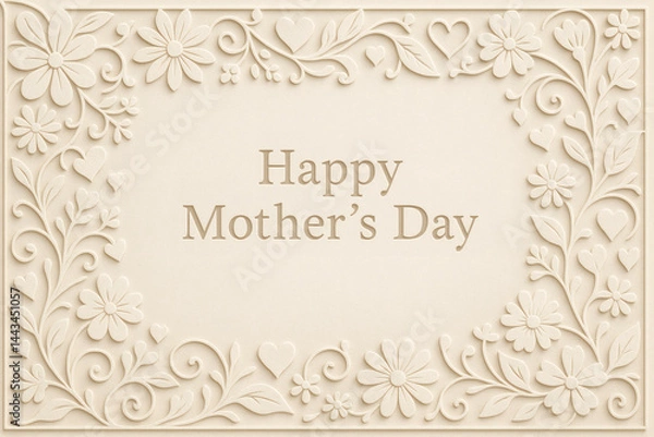 Fototapeta Happy mother's day floral frame card template vector design for greeting and celebration occasion design