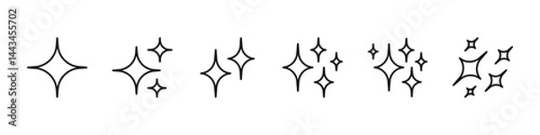 Fototapeta Sparkles symbol. Different black sparkle shapes. Vector illustration.