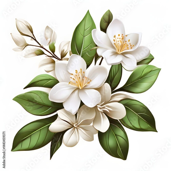 Obraz jasmin flowers with green leaf 