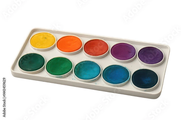 Fototapeta Watercolor Paints Palette: A vibrant array of watercolor paints in a palette, offering a spectrum of colors, ready to inspire creative expression and artistic endeavors.