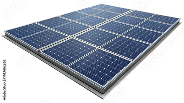 Fototapeta Array of solar panels for renewable energy generation on a flat surface for clean electricity