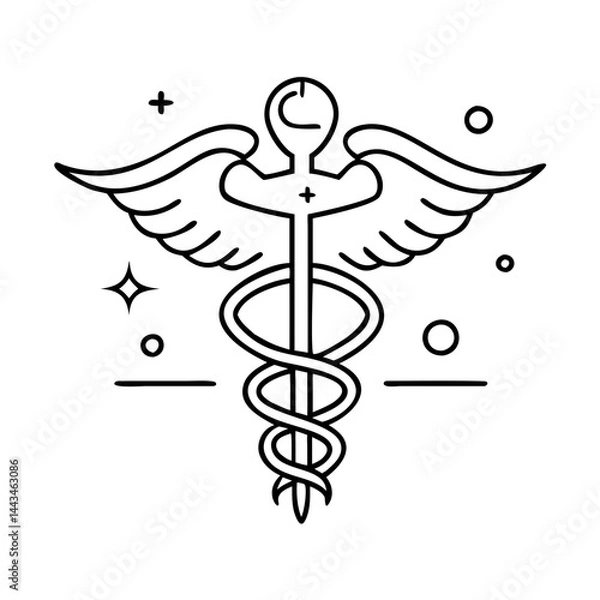 Obraz medical caduceus symbol icon, medical caduceus symbol vector illustration-simple illustration of medical caduceus symbol, perfect for medical caduceus symbol logos and icons