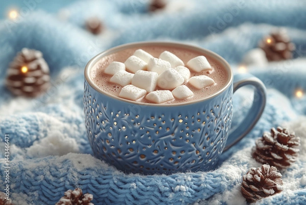 Fototapeta cup of coffee with marshmallows