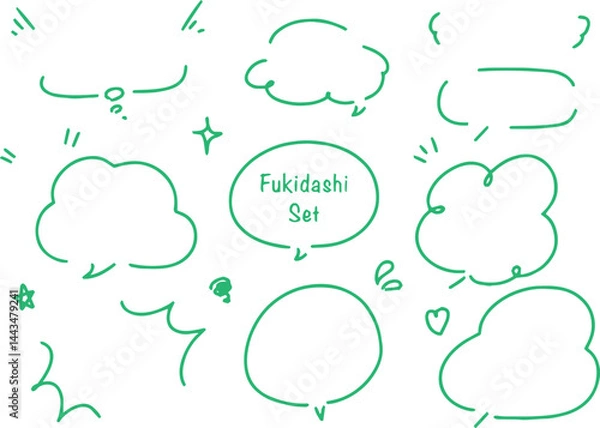 Fototapeta 手描き ト 広告用  シンプルな線の手書きの吹き出しセット