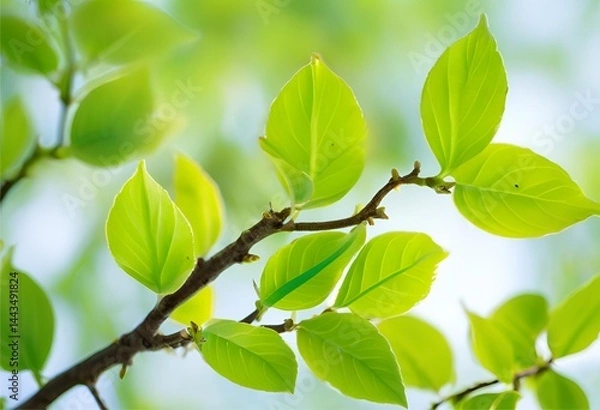 Fototapeta Fresh green basil leaves with a rich, vibrant color and a fragrant, aromatic herbal scent.
