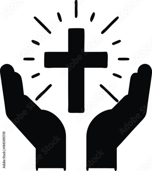 Obraz hands with shining holy cross design