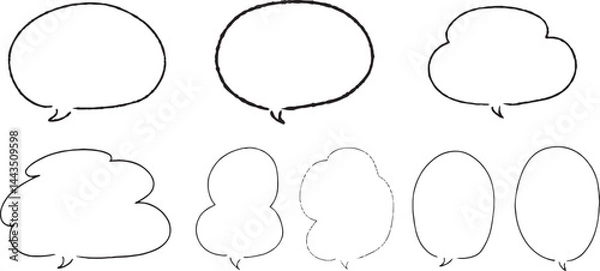 Fototapeta 手描き ト 広告用 シンプルな線の手書きの吹き出しセット
