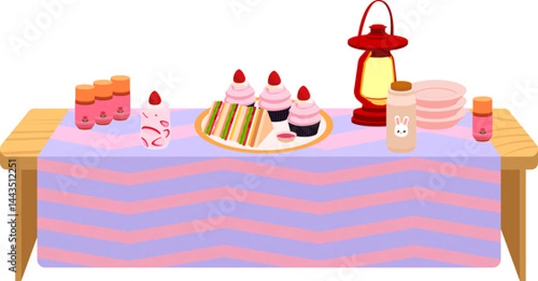 Fototapeta 피크닉 테이블 세팅 일러스트